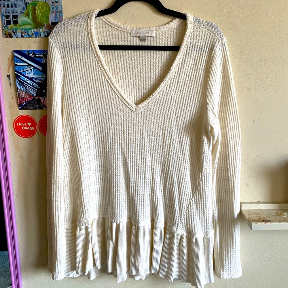 Eri & Ali Large White/Cream Long Sleeve Blouse